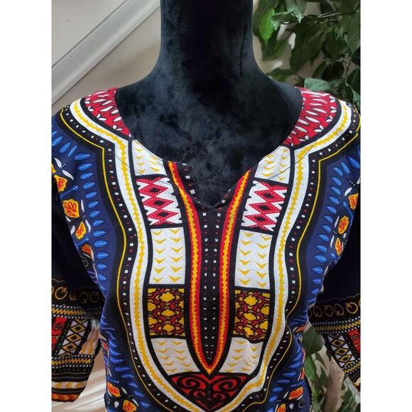 It Girl Women's African Print Cotton Sweetheart Neck Long Sleeve Blouse 2X - Picture 3 of 12